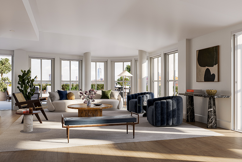 Penthouse Living Room Rendering