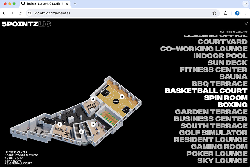 Online diagram map of amenities at 5 Pointz