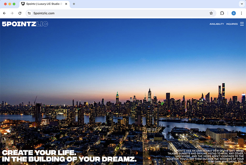 website showing NYC skyline