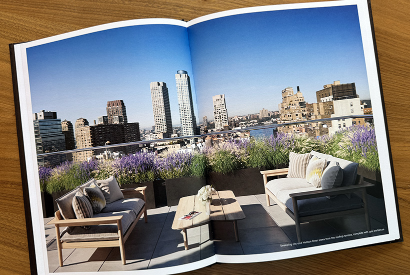 Book spread showing roof terrace