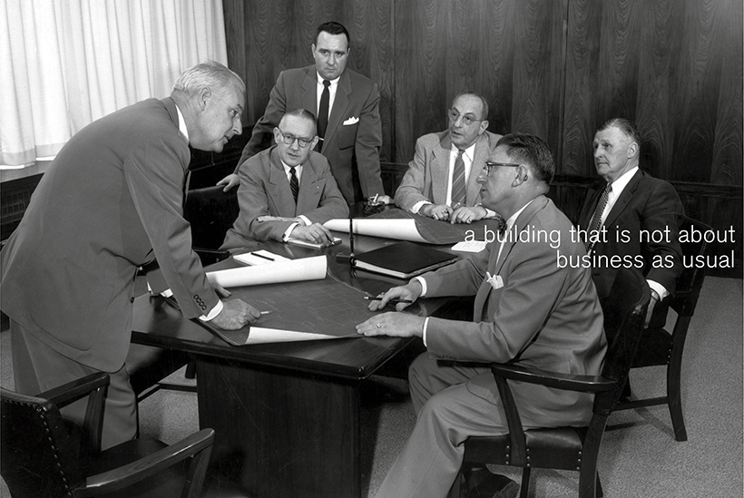 50s image of businessmen around table