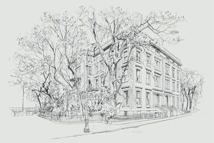 Brooklyn Heights pencil illustration