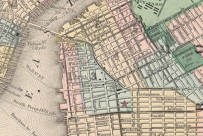 Historic map of downtown Brooklyn