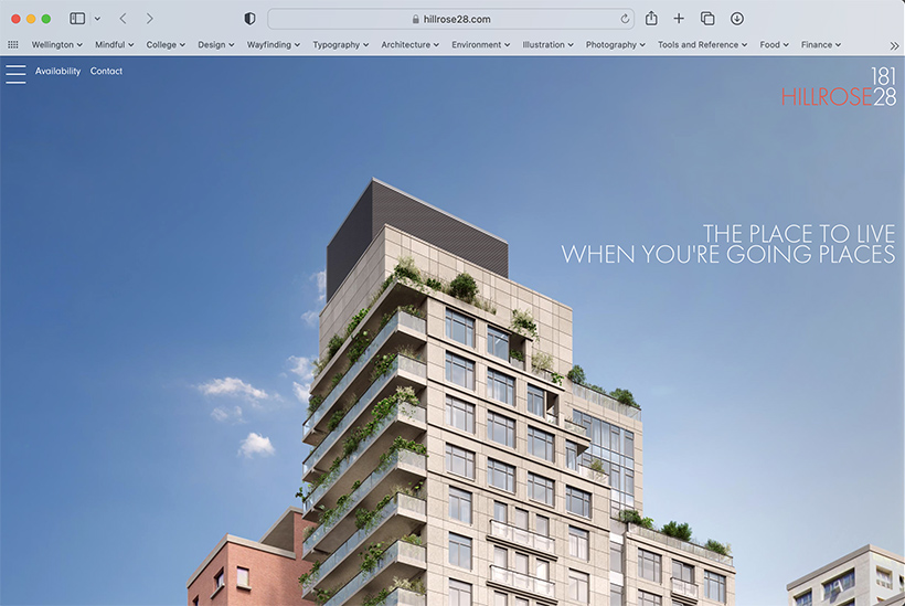 Home page for Hillrose 28 showing building